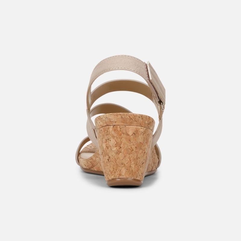 Naturalizer Women's Adria Wedge Sandal - Fawn Beige Faux Leather