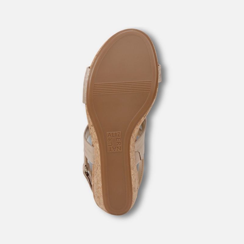 Naturalizer Women's Adria Wedge Sandal - Fawn Beige Faux Leather