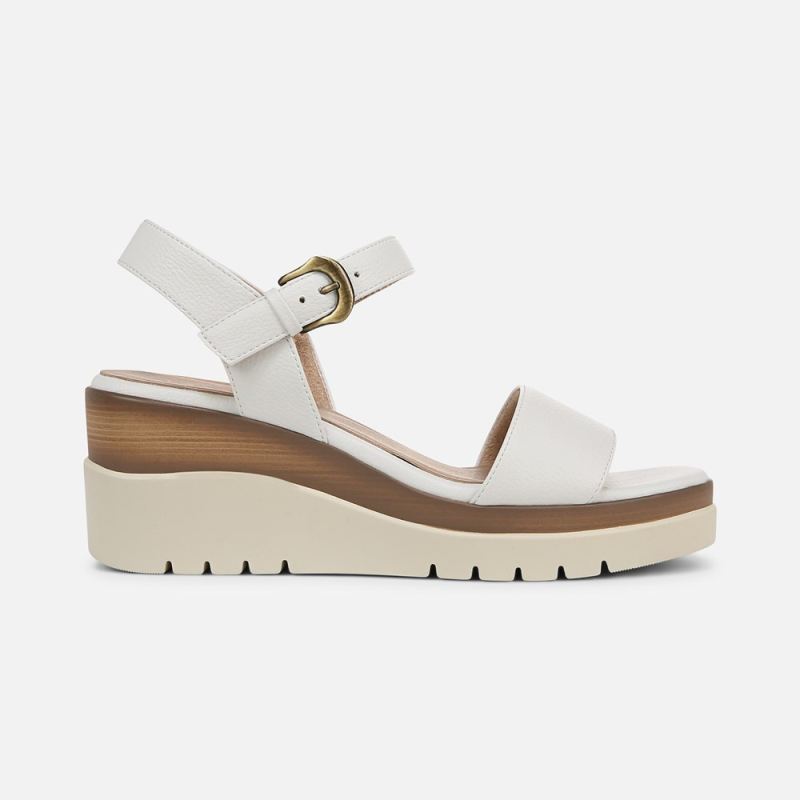 Naturalizer Women's SOUL Graciela Wedge Sandal - White Faux Leather