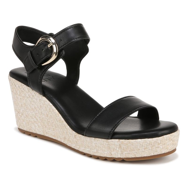 Naturalizer Women's Stella Wedge Sandal - Black Leather