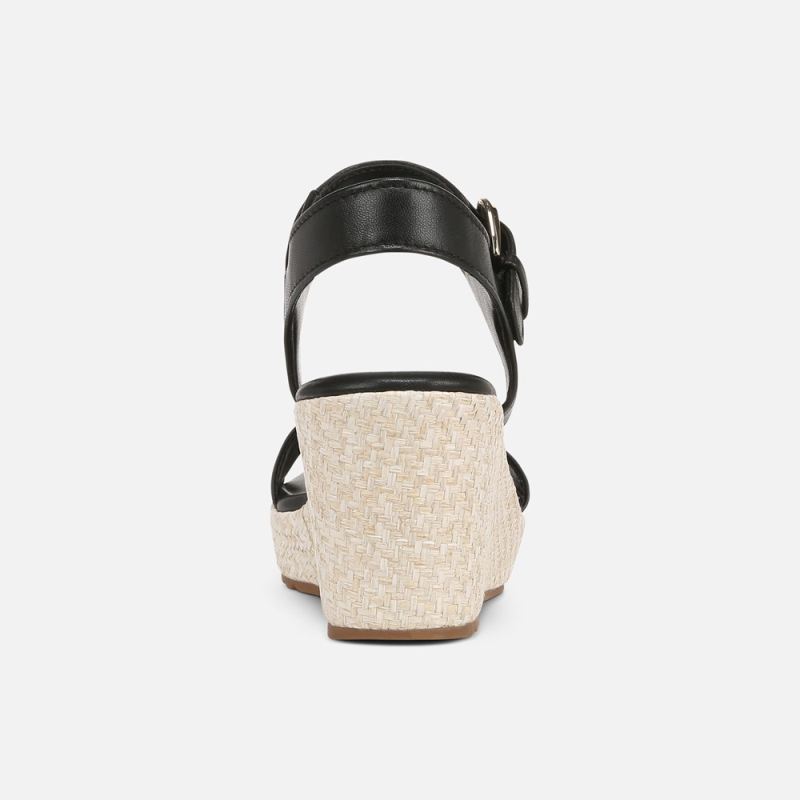 Naturalizer Women's Stella Wedge Sandal - Black Leather