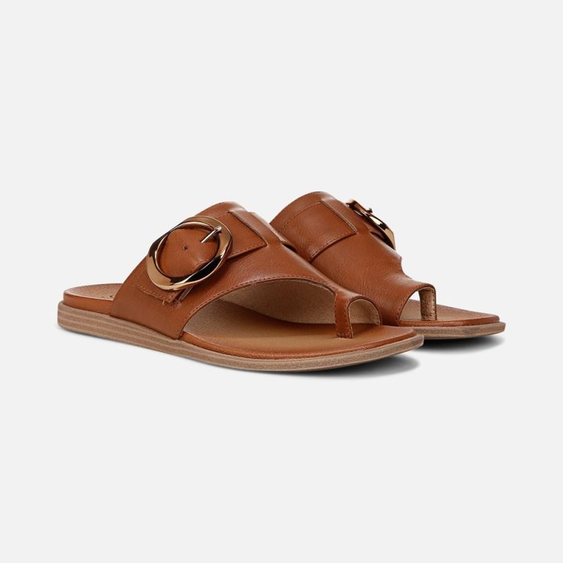 Naturalizer Women's SOUL Joanie Slide Sandal - Mid Brown Faux Leather
