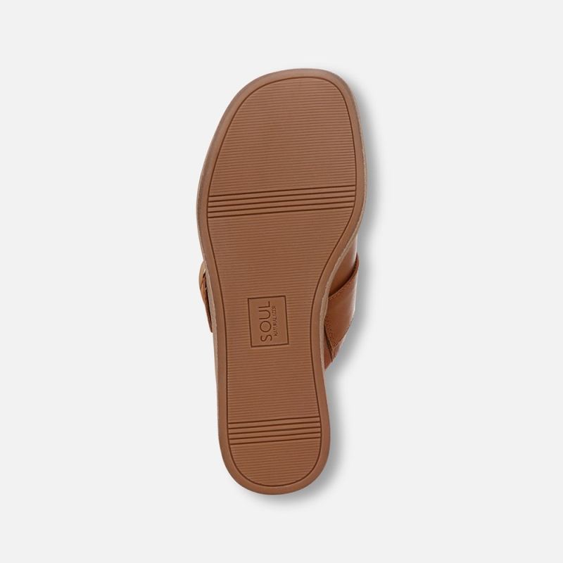 Naturalizer Women's SOUL Joanie Slide Sandal - Mid Brown Faux Leather