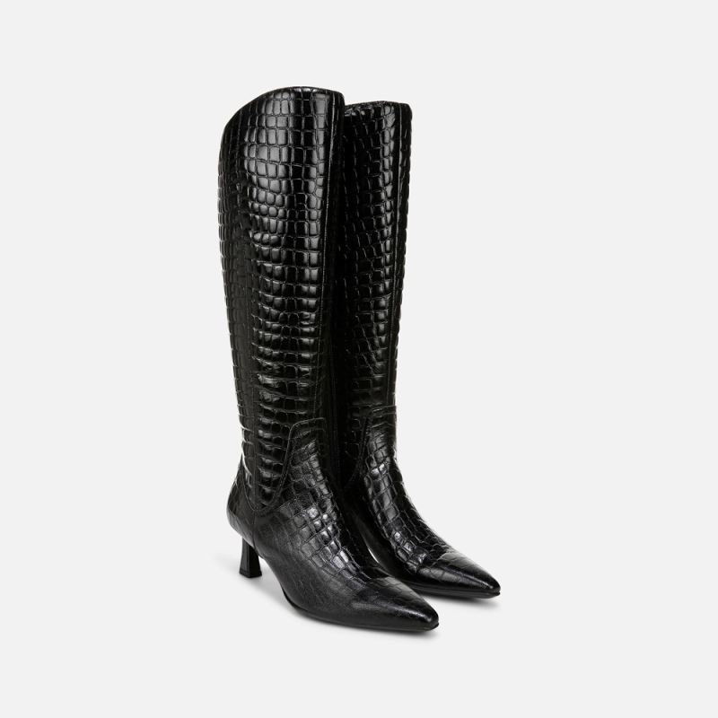 Naturalizer Women's Deesha Knee High Boot - Black Croco Leather