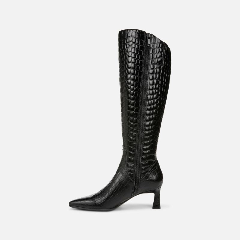 Naturalizer Women's Deesha Knee High Boot - Black Croco Leather