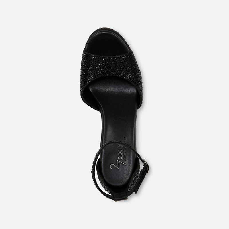 Naturalizer Women's 27 Edit Delphie Dress Sandal - Black Satin Fabric
