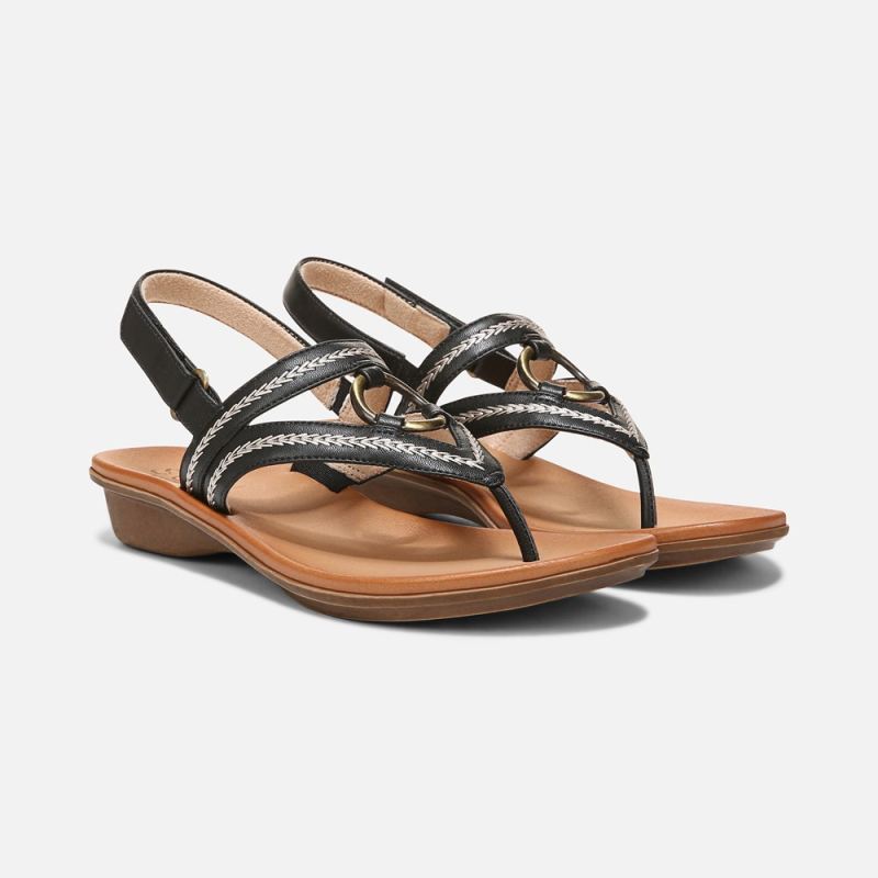 Naturalizer Women's SOUL Sunny Sandal - Black Faux Leather