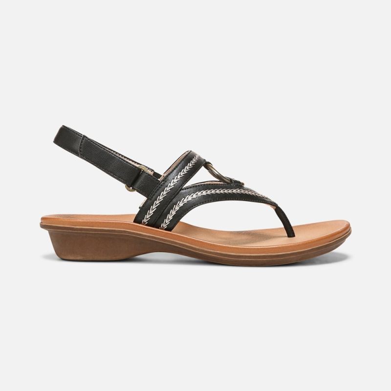 Naturalizer Women's SOUL Sunny Sandal - Black Faux Leather