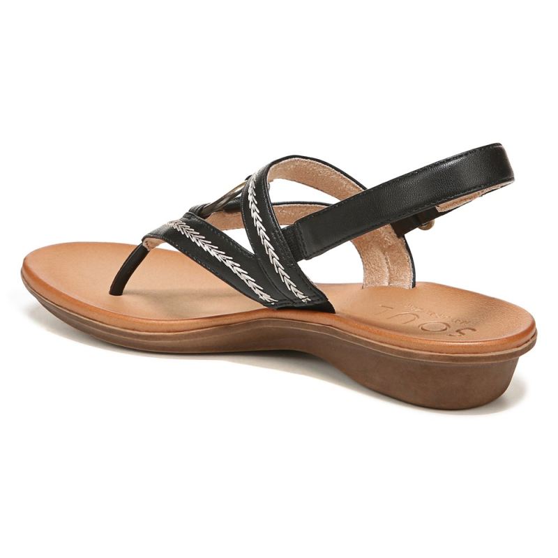 Naturalizer Women's SOUL Sunny Sandal - Black Faux Leather