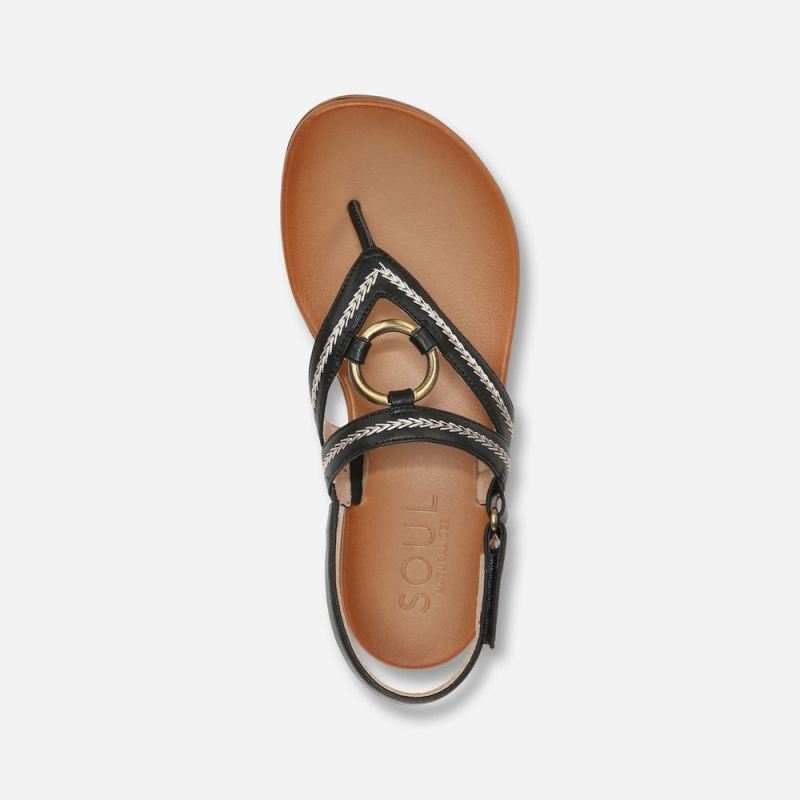 Naturalizer Women's SOUL Sunny Sandal - Black Faux Leather