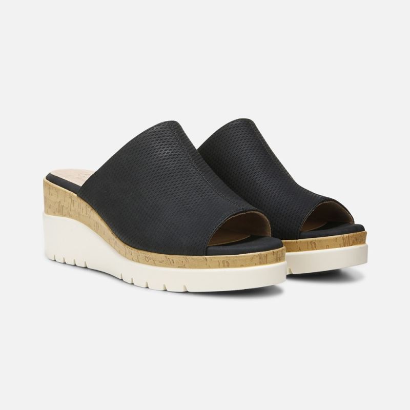 Naturalizer Women's Soul Goodtimes Mule Wedge Sandal - Black Manmade