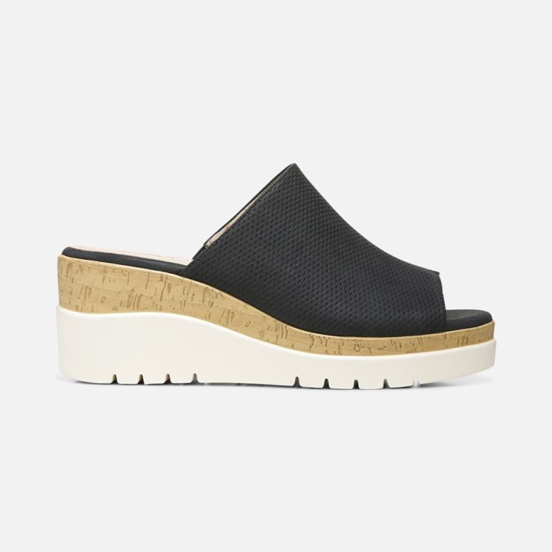 Naturalizer Women's Soul Goodtimes Mule Wedge Sandal - Black Manmade