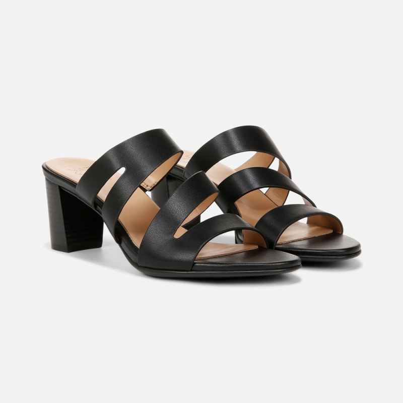 Naturalizer Women's Beaming Slide Sandal - Black Smooth Faux Leather