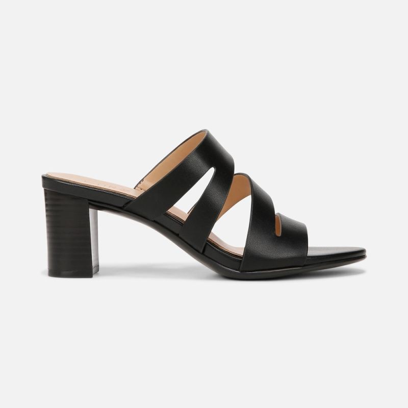 Naturalizer Women's Beaming Slide Sandal - Black Smooth Faux Leather