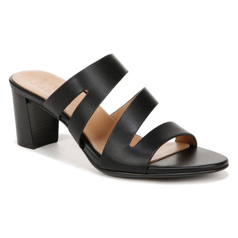 Naturalizer Women's Beaming Slide Sandal - Black Smooth Faux Leather