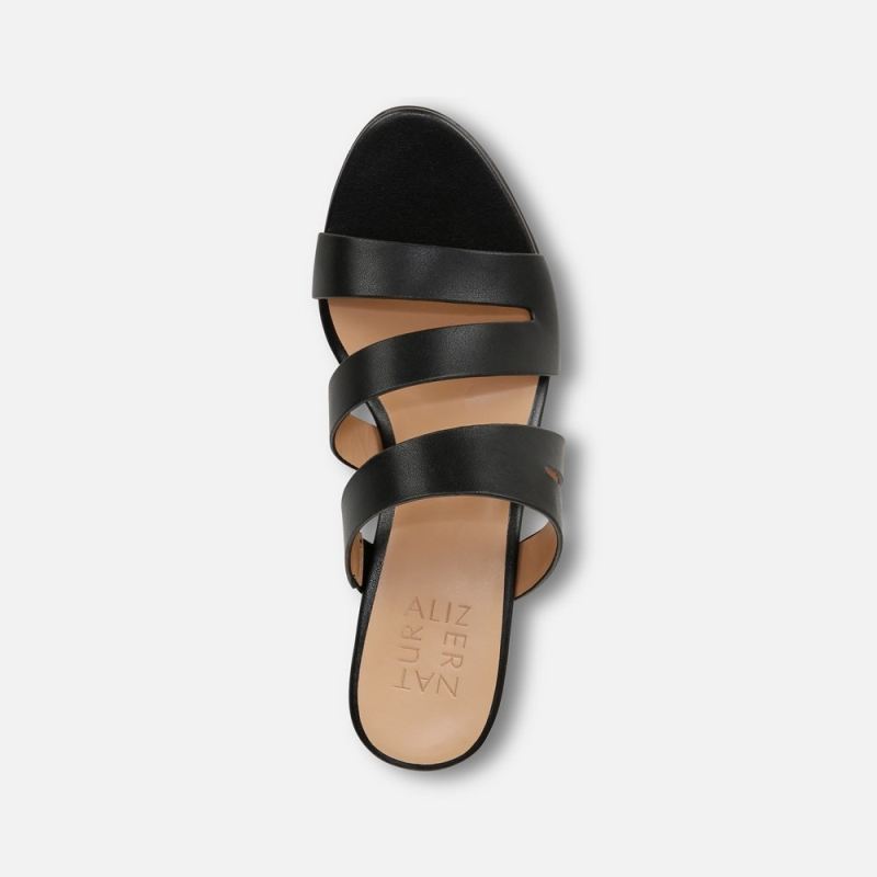Naturalizer Women's Beaming Slide Sandal - Black Smooth Faux Leather