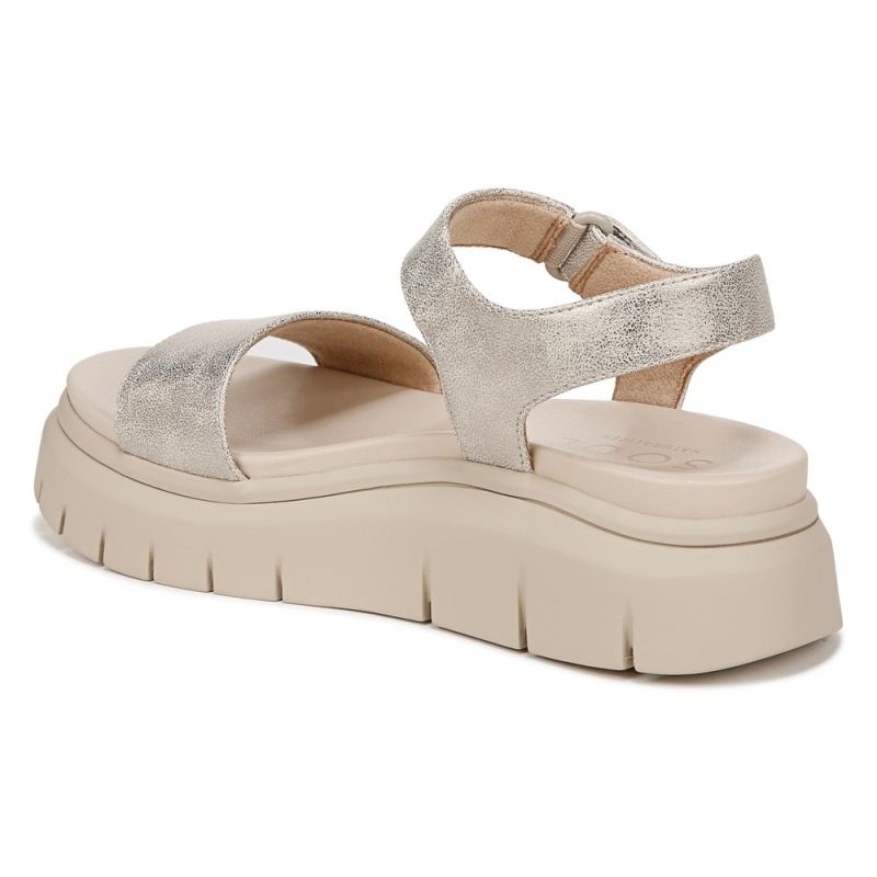 Naturalizer Women's SOUL Poppi Wedge Sandal - Light Gold Faux Leather