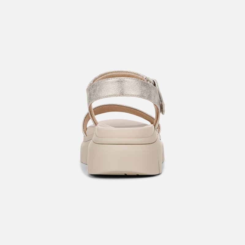 Naturalizer Women's SOUL Poppi Wedge Sandal - Light Gold Faux Leather