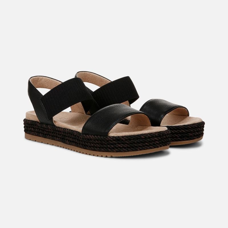 Naturalizer Women's SOUL Diana Strappy Sandal - Black Faux Leather