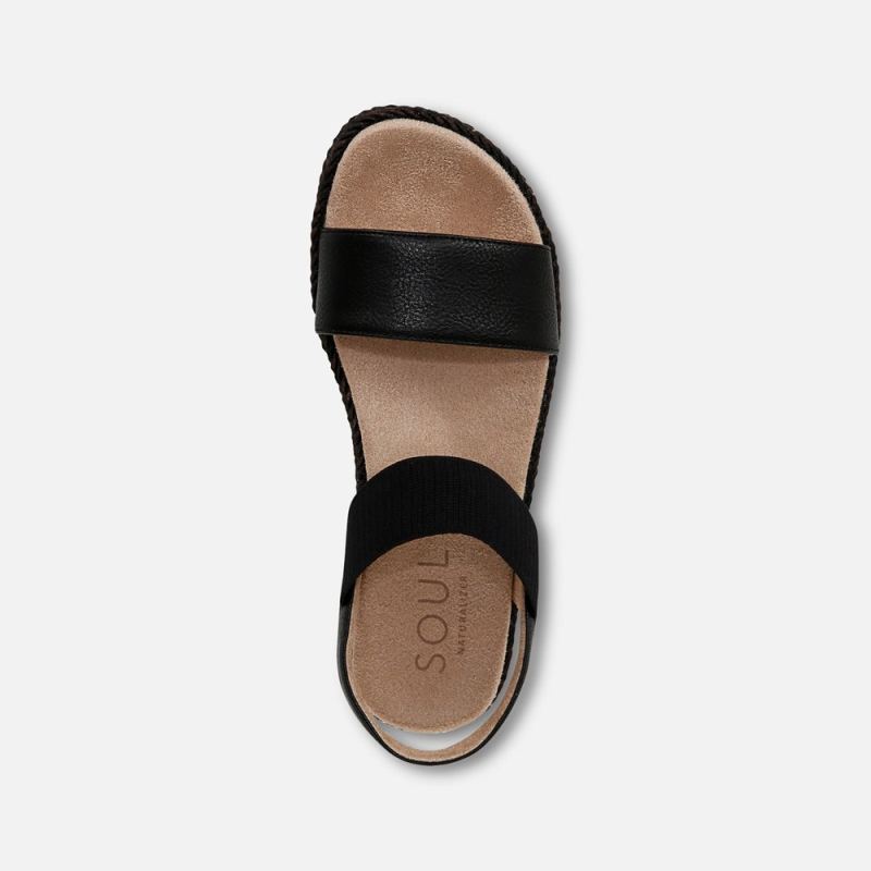 Naturalizer Women's SOUL Diana Strappy Sandal - Black Faux Leather