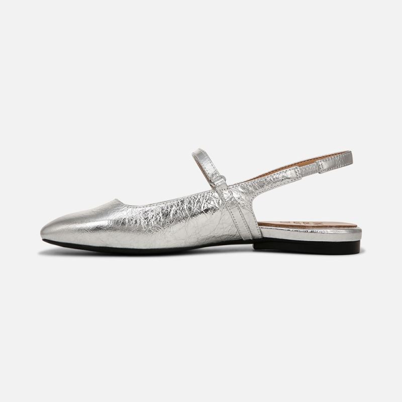 Naturalizer Women's Connie Mary Jane Slingback Flat - Silver Leather