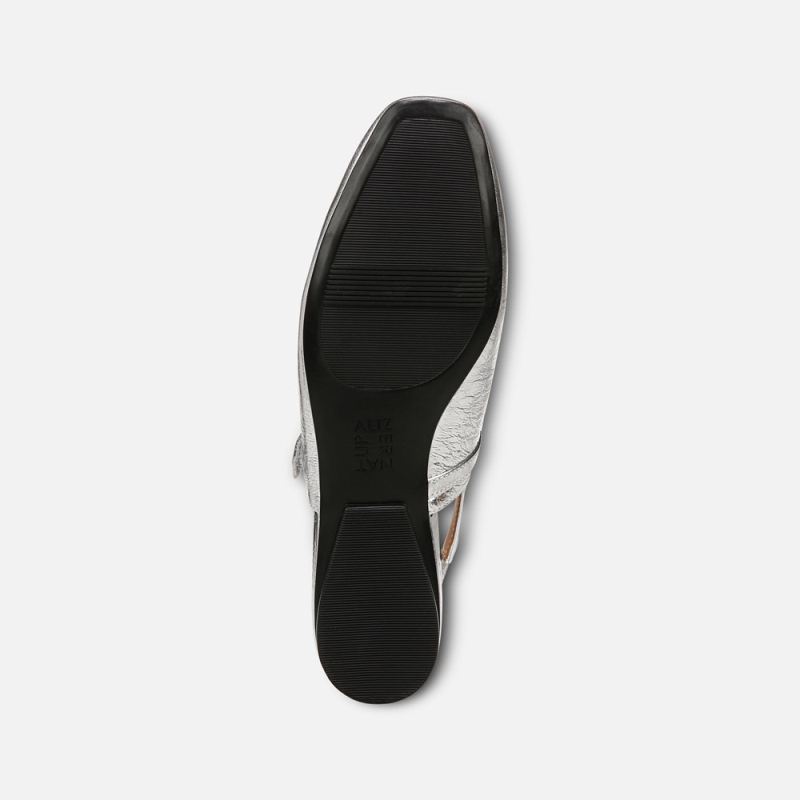 Naturalizer Women's Connie Mary Jane Slingback Flat - Silver Leather