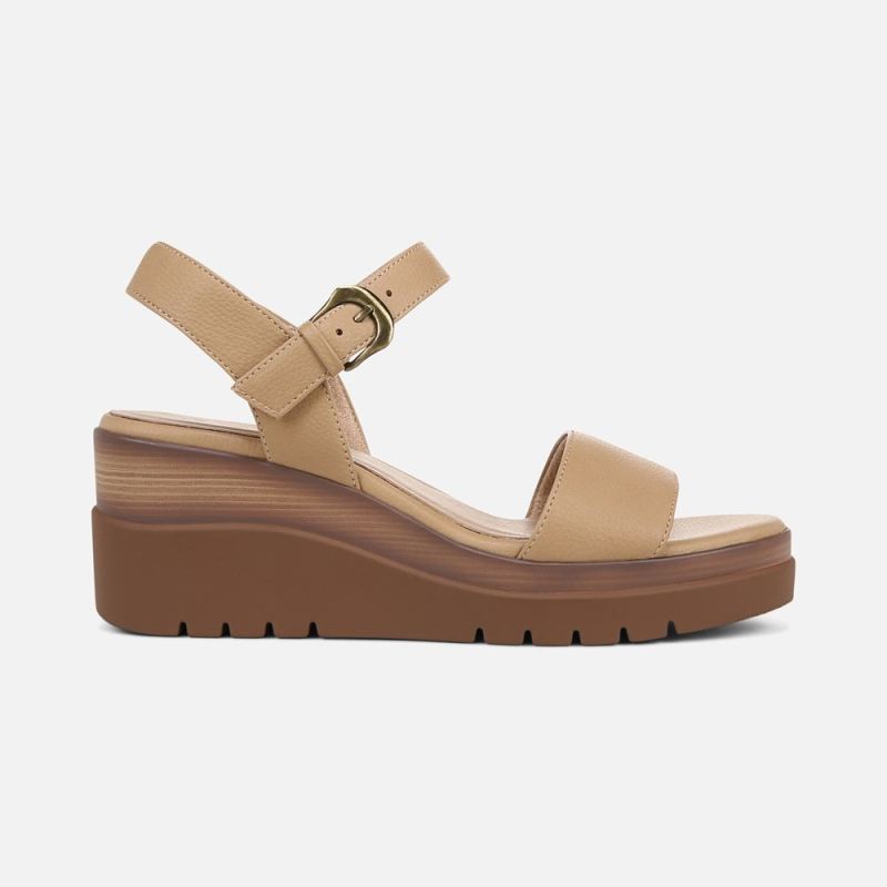 Naturalizer Women's SOUL Graciela Wedge Sandal - Birch Tan Faux Leather
