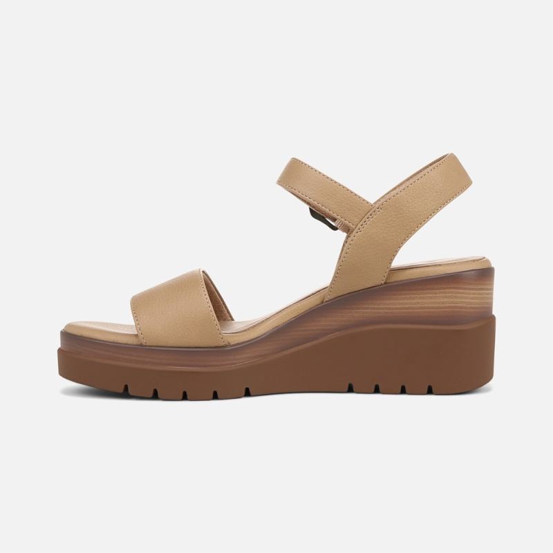 Naturalizer Women's SOUL Graciela Wedge Sandal - Birch Tan Faux Leather
