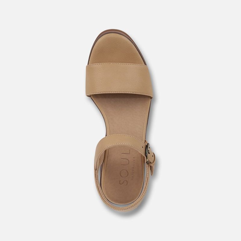 Naturalizer Women's SOUL Graciela Wedge Sandal - Birch Tan Faux Leather