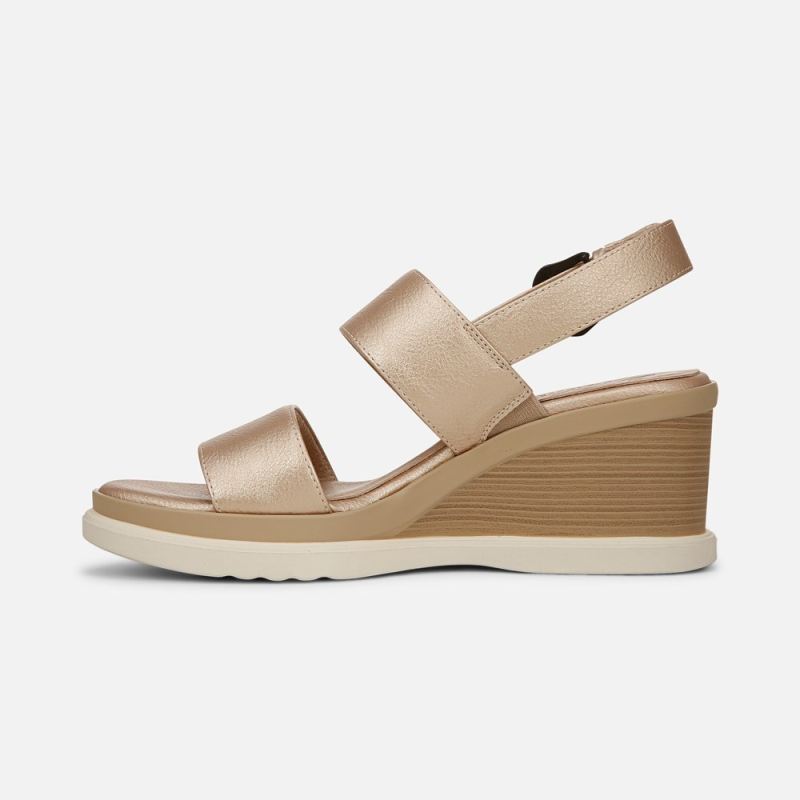 Naturalizer Women's SOUL Livia Wedge Sandal - Gold Faux Leather