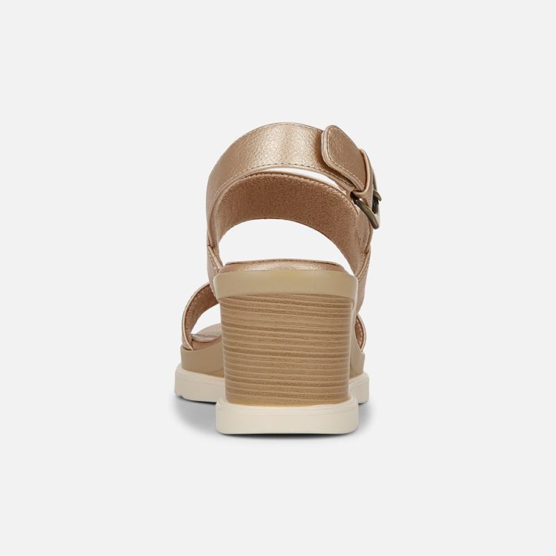 Naturalizer Women's SOUL Livia Wedge Sandal - Gold Faux Leather