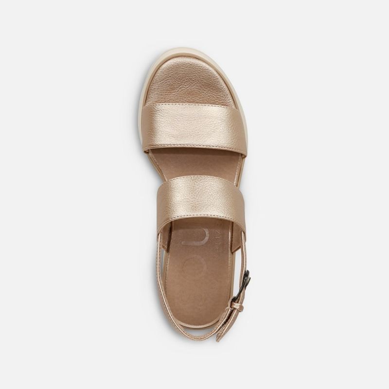 Naturalizer Women's SOUL Livia Wedge Sandal - Gold Faux Leather
