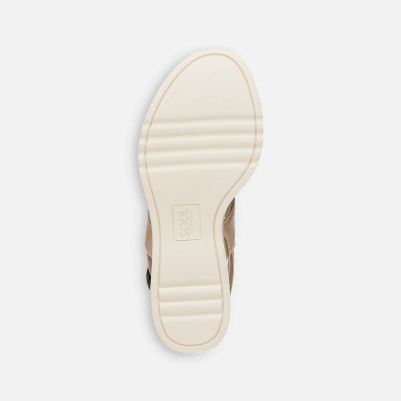 Naturalizer Women's SOUL Livia Wedge Sandal - Gold Faux Leather