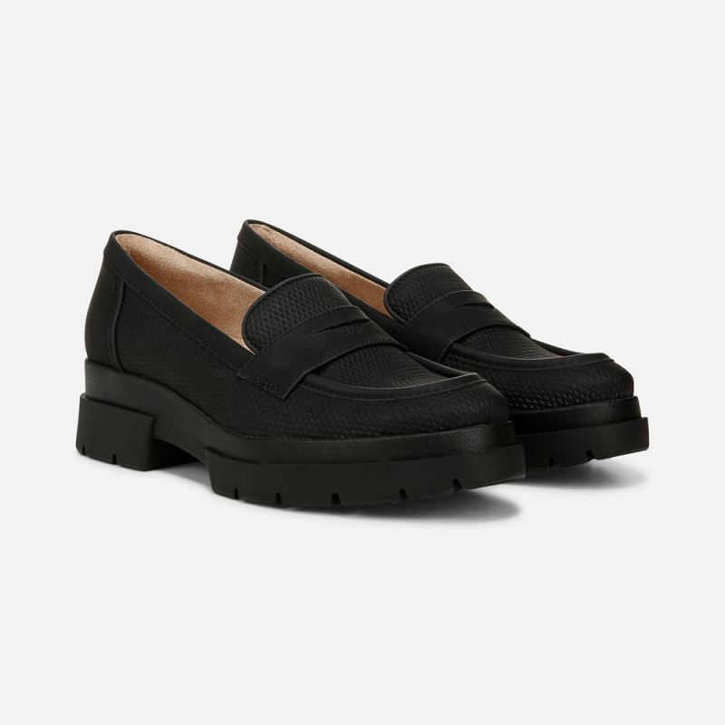 Naturalizer Women's SOUL Ophelia Lug Sole Loafer - Black Faux Leather