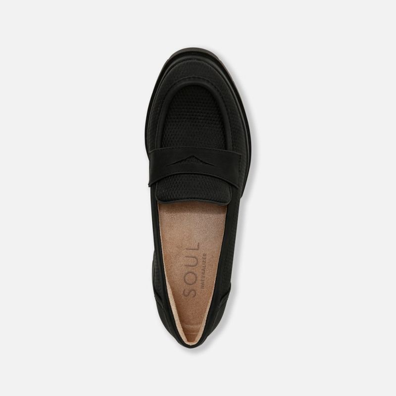 Naturalizer Women's SOUL Ophelia Lug Sole Loafer - Black Faux Leather
