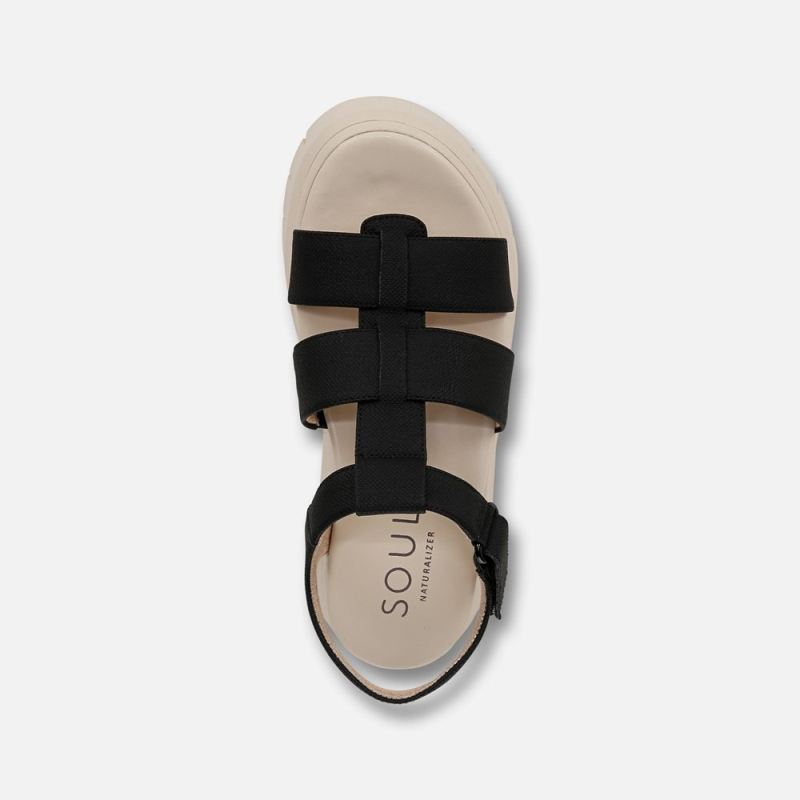 Naturalizer Women's SOUL Pippa Sandal - Black Faux Leather