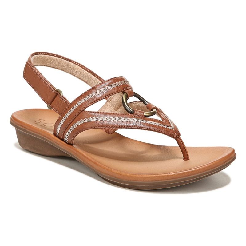 Naturalizer Women's SOUL Sunny Sandal - Toffee Brown Faux Leather