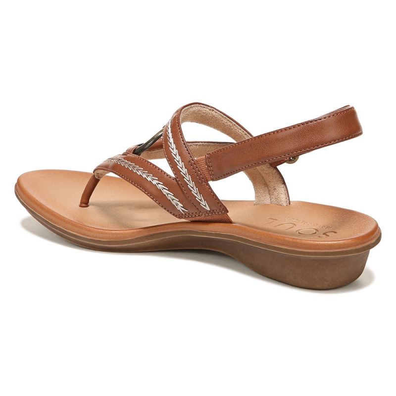 Naturalizer Women's SOUL Sunny Sandal - Toffee Brown Faux Leather