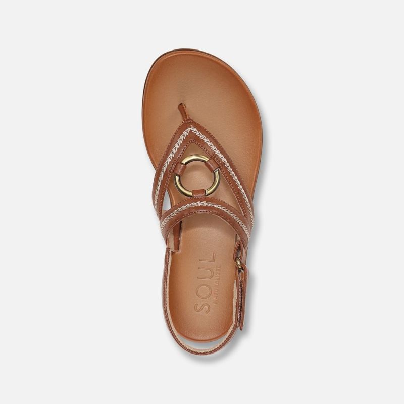 Naturalizer Women's SOUL Sunny Sandal - Toffee Brown Faux Leather