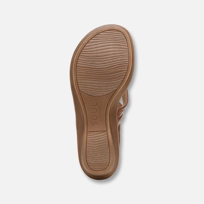 Naturalizer Women's SOUL Sunny Sandal - Toffee Brown Faux Leather