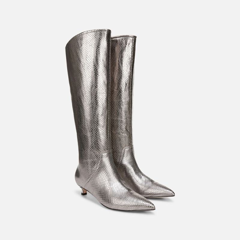 Naturalizer Women's 27 Edit Nikita Knee High Boot - Silver Leather