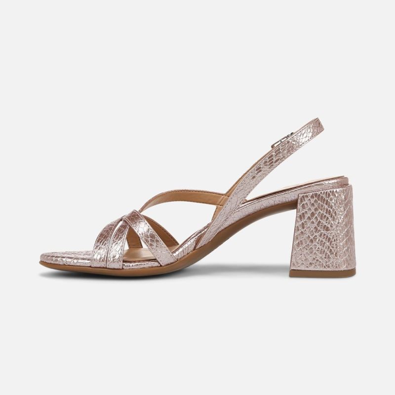 Naturalizer Women's Demi Block Heel Dress Sandal - Pink Snake Print Faux Leather