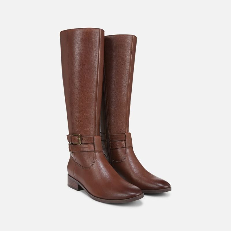 Naturalizer Women's Rory Wide Calf Knee High boot - Cinnamon Brown Leather