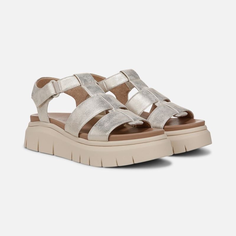 Naturalizer Women's SOUL Pippa Sandal - Gold Faux Leather