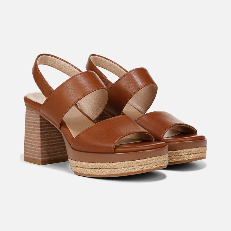 Naturalizer Women's SOUL Holly Sandal - Mid Brown Faux Leather