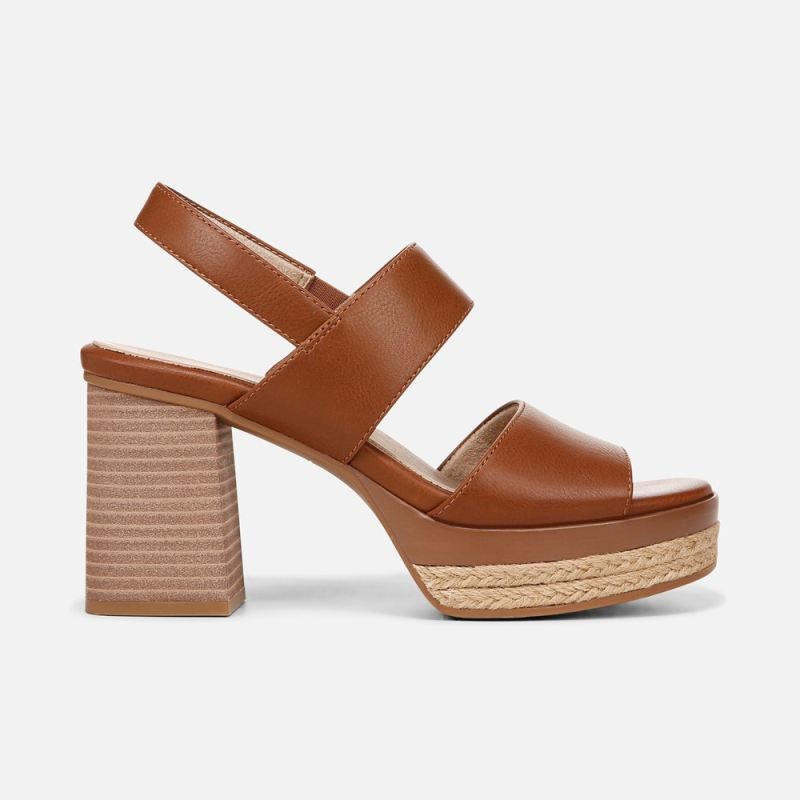 Naturalizer Women's SOUL Holly Sandal - Mid Brown Faux Leather