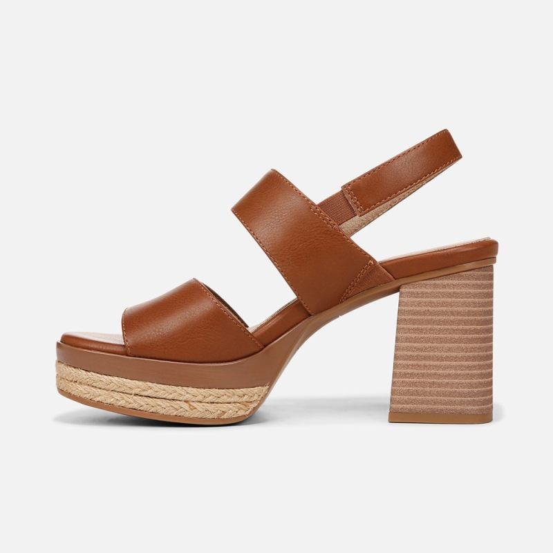 Naturalizer Women's SOUL Holly Sandal - Mid Brown Faux Leather