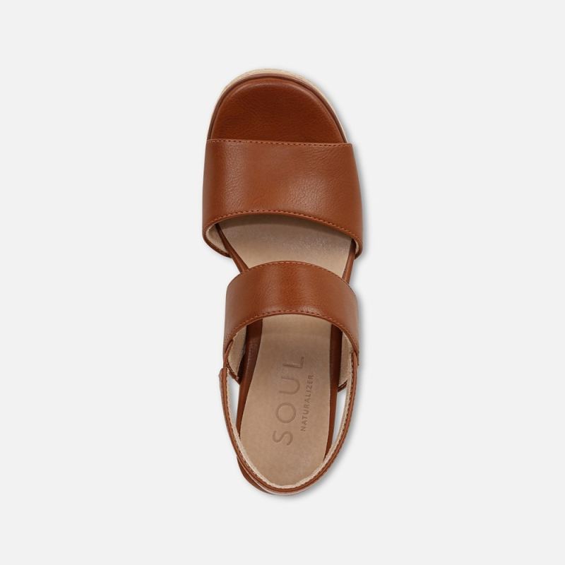 Naturalizer Women's SOUL Holly Sandal - Mid Brown Faux Leather