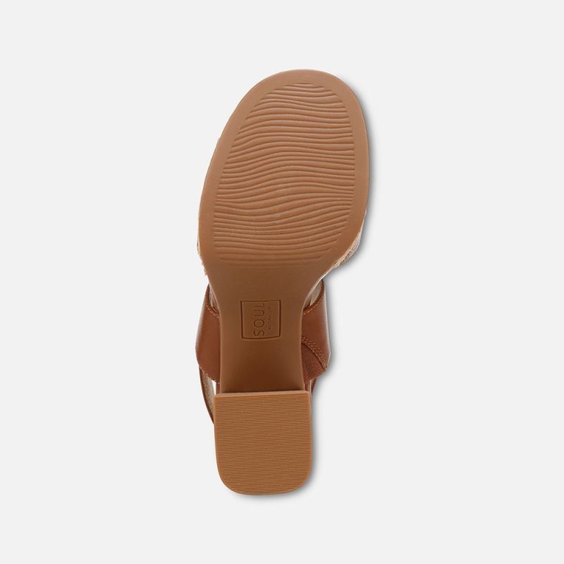 Naturalizer Women's SOUL Holly Sandal - Mid Brown Faux Leather