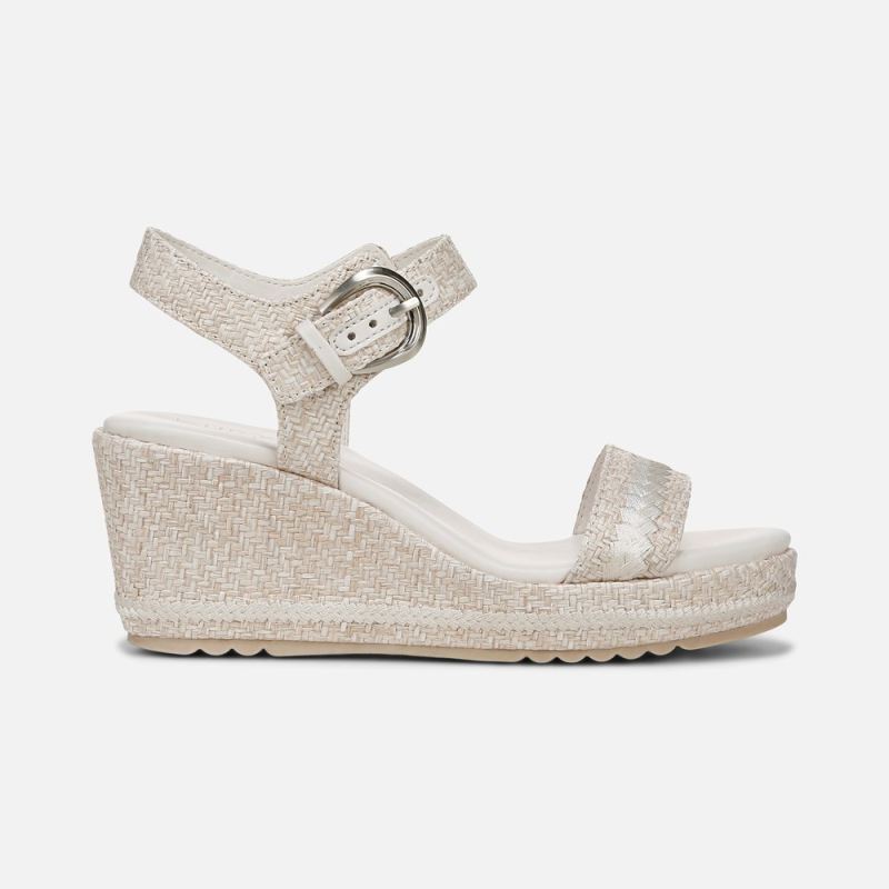 Naturalizer Women's Stella Wedge Sandal - Eggshell Beige Raffia